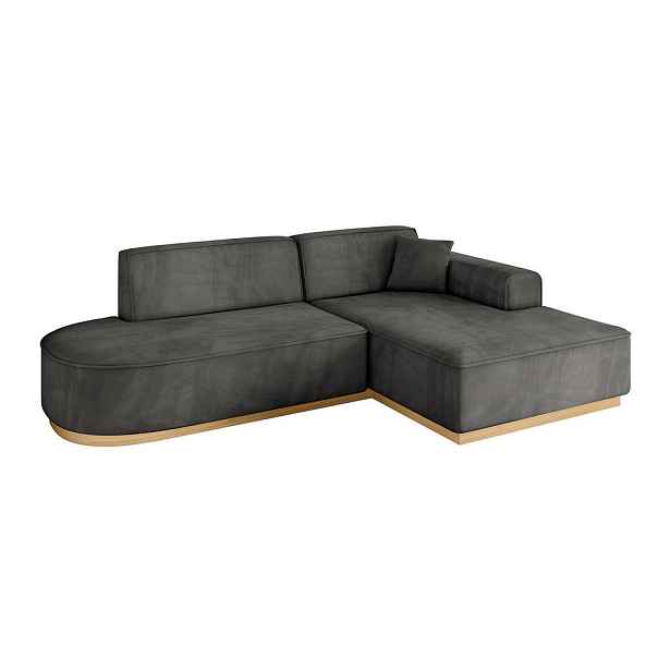 ALTDECOR ROHOVÁ SEDAČKA s otomanem, pravá IREA-L1-v2 232x165x80 Tmavě šedá Velur