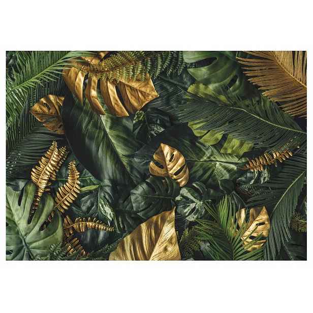Fototapeta Listy Monstera Kapradí Zelené Zlaté Příroda Flizelina 254x184
