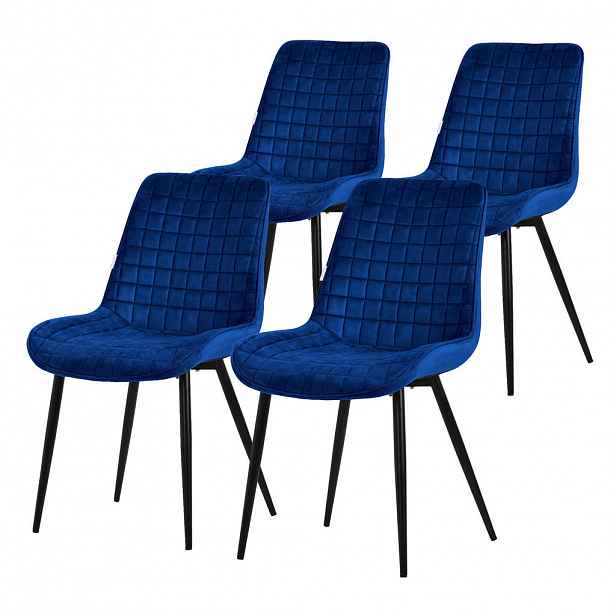 ML-DESIGN JÍDELNÍ ŽIDLE, SADA 4 KS, tmavě modrý samet