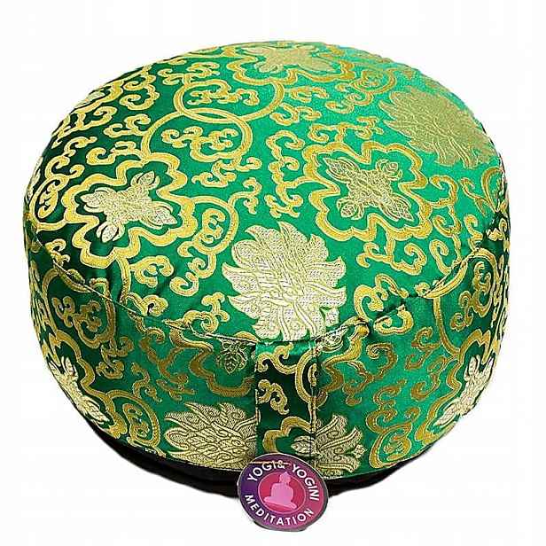 Polštář pro meditaci Lotus design zelený 33x17 cm