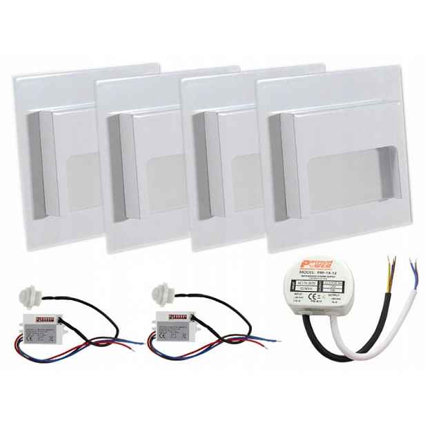 Sada Halogen Led Schodišťová 4x +Napájecí zdroj +2 detektory