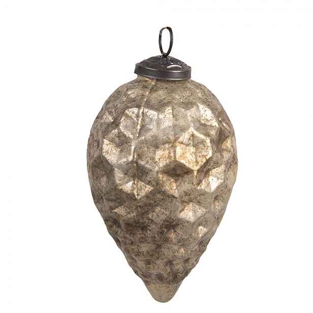 Zlatá vintage vánoční ozdoba - 5*8 cm Clayre & Eef