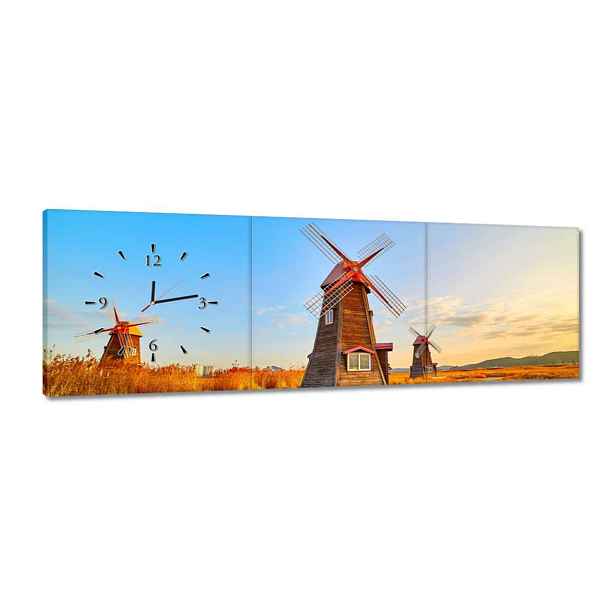 Hodiny 120x40 Dřevěný větrný mlýn