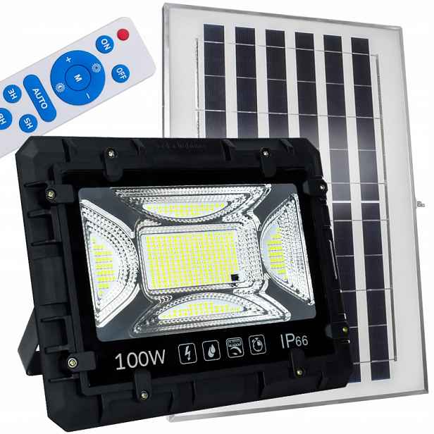 Extra Silná Solární Lampa Led 100W Halogenový zářič Voděodolný +Dálkový Ovladač