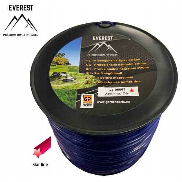 Žací Struna Hvězdička 2,65 mm 474 M Fialová Profesionální Everest