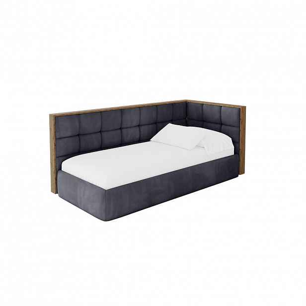 ALTDECOR JEDNOLŮŽKOVÁ POSTEL pro mládež s úložným prostorem, vlevo - SOVY 80x200 tmavě šedá