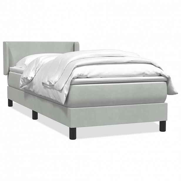 vidaXL Box spring postel s matrací světle šedá 80x210 cm samet