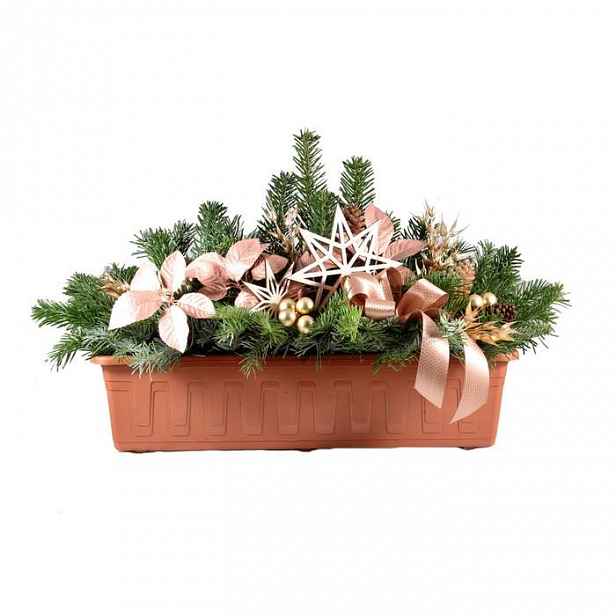 Truhlík Bronzové Vánoce - čokoláda 60cm s osvětlením