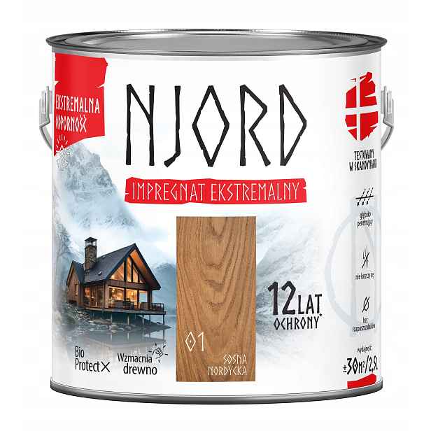 Njord Extrémní Ochranný Impregnát Na Dřevo Borovice 2,5 L