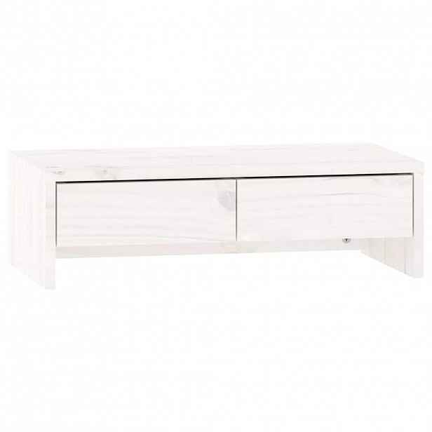 vidaXL Stojan na monitor bílý 50x27x15 cm masivní borové dřevo