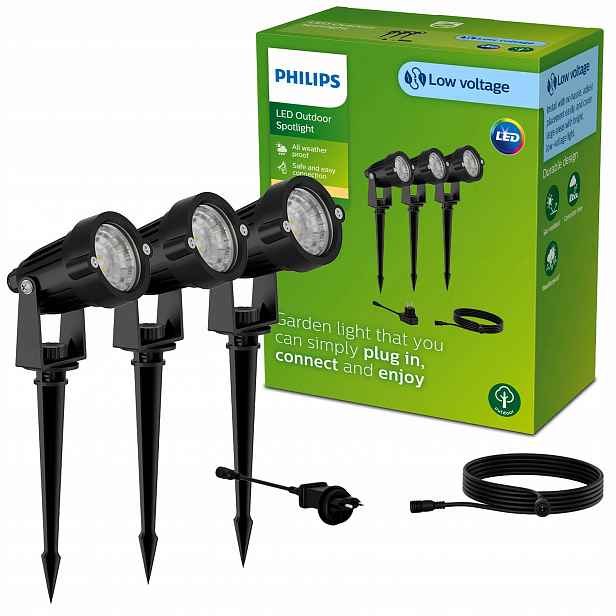 3x Led zahradní lampa Caper GardenLink Venkovní 1,5W 24V IP44 Philips