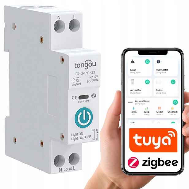 Relé Zigbee na Din lištu 63A, harmonogram provozu Tuya