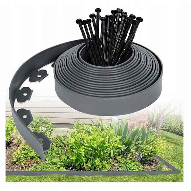 Zahradní lem plast 20 m x 5 cm šedý