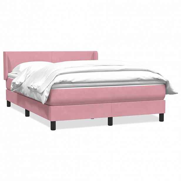 vidaXL Box spring postel s matrací růžová 140x210 cm samet