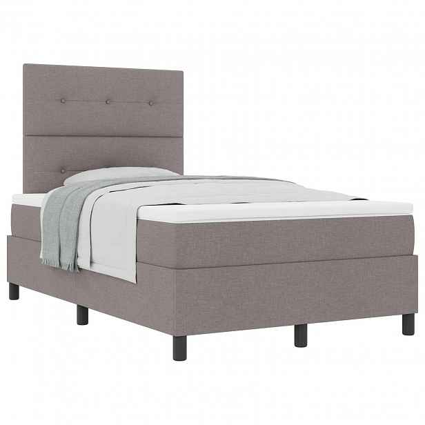 vidaXL Postel s boxspringem s čelo Taupe 120 x 200 cm textil
