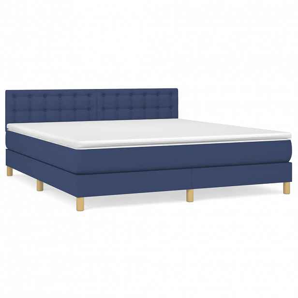 vidaXL Box spring postel s matrací modrá 180x200 cm textil