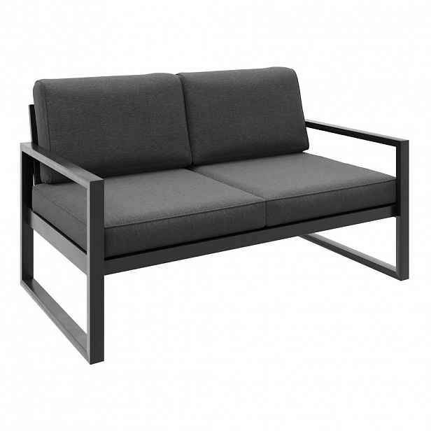 Beautysofa RELAXAČNÍ pohovka Stella 2místná s kovovým rámem, 146 cm, tmavě šedá