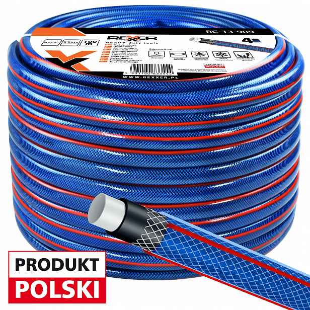 Hadice 1/2" 100 m 4VRSTVÝ Vyztužený Výrobek Polský