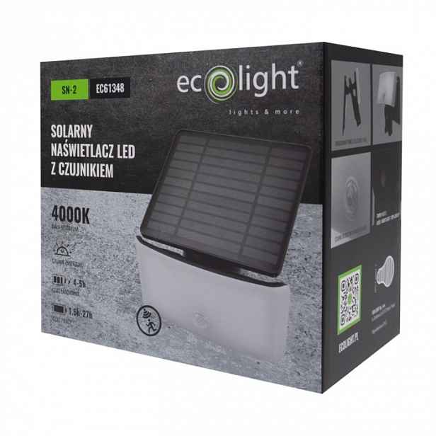 Solární Lampa s venkovním senzorem pohybu a soumraku IP44 2400 mAh