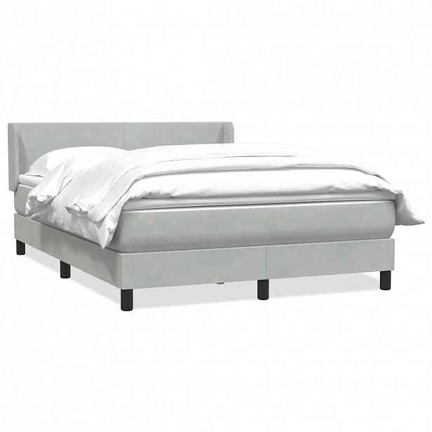 vidaXL Box spring postel s matrací světle šedá 160x210 cm samet