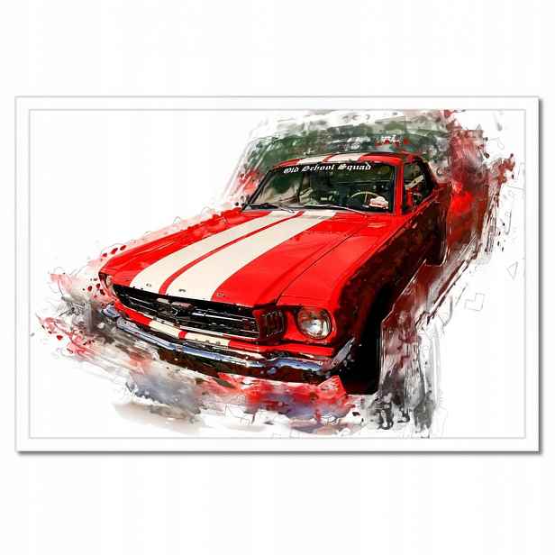 Plakáty v rámu 60x40 Červený Ford Mustang