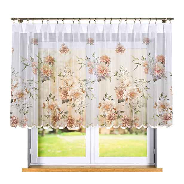 Květiny 3D Záclona D00198M Manila 500x120 cm Šité Boky