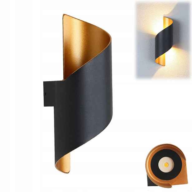 Led Nástěnné Venkovní Nástěnné Svítidlo, Vnitřní Lampa Nahoru Dolů, Módní, 28 CM, Černé