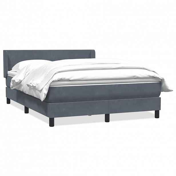 vidaXL Box spring postel s matrací tmavě šedá 160x210 cm samet