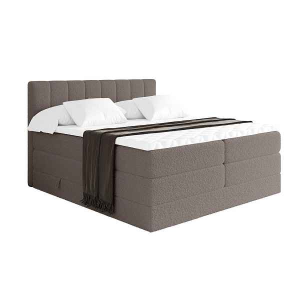 ALTDECOR BOXSPRINGOVÁ POSTEL s matrací H3/H4 - OTTA KING - 200x200 cm Hnědá