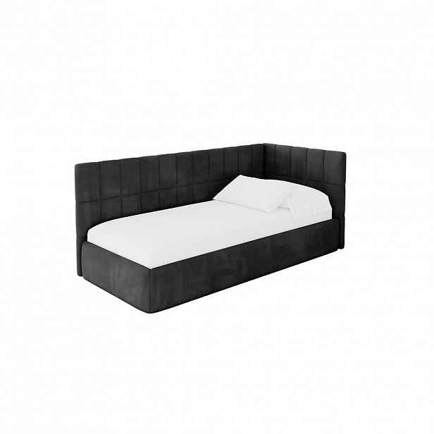 ALTDECOR JEDNOLŮŽKOVÁ POSTEL pro mládež s úložným prostorem, vlevo - TULY 80x200 černá