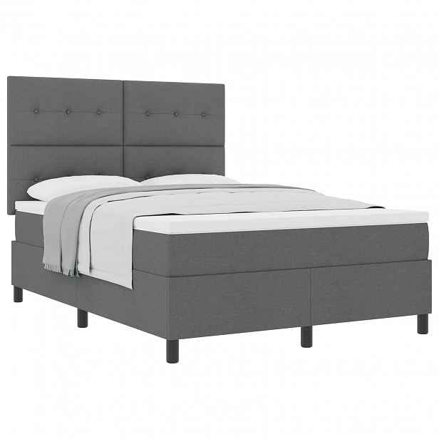 vidaXL Postel s boxspringem s čelo Tmavě šedá 140 x 190 cm textil