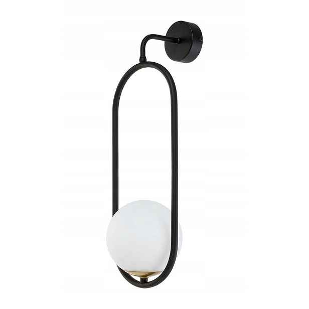 Nástěnné svítidlo Igon Černé Zlaté Skleněné Stínidlo 1xE14 Lampa na zeď do pokoje