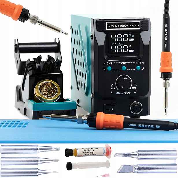 Pájecí stanice Yihua 939D+ IV 180W 5x hroty tavidlo termo podložka 30x20 cm