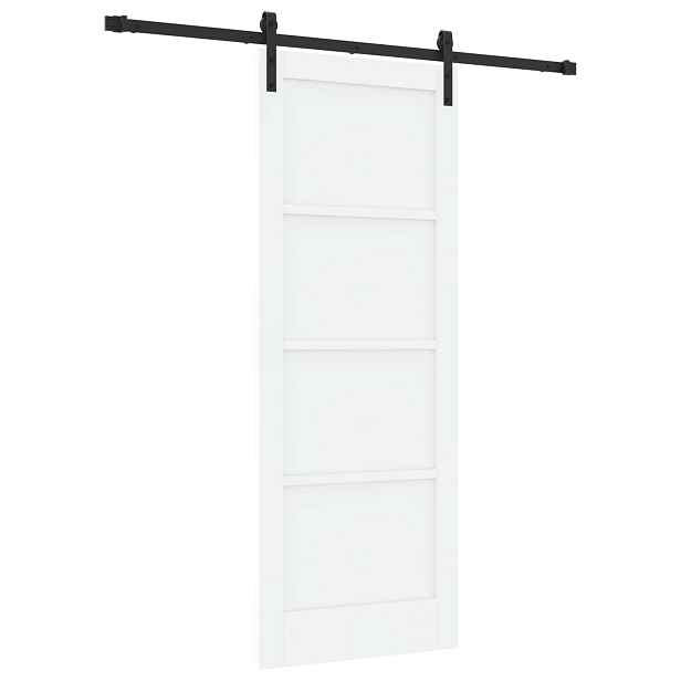 vidaXL Posuvné dveře 78 x 202 cm Masivní borovicové dřevo Bílá a černá