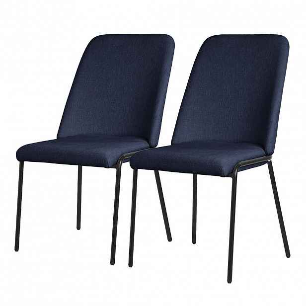 ML-DESIGN JÍDELNÍ ŽIDLE, sada 2 ks, tmavě modrá, s látkovým potahem