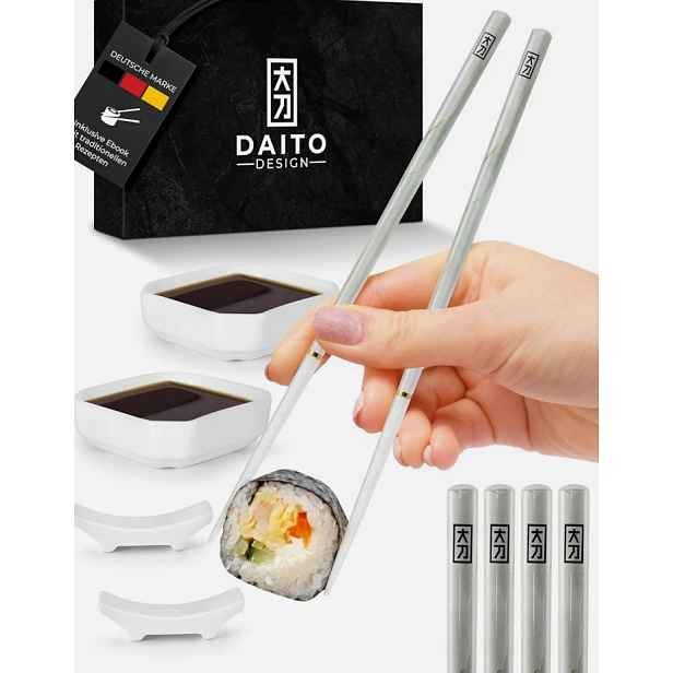 Sada na sushi s tyčinkami a miskami Daito Design Bílá jako Dárek