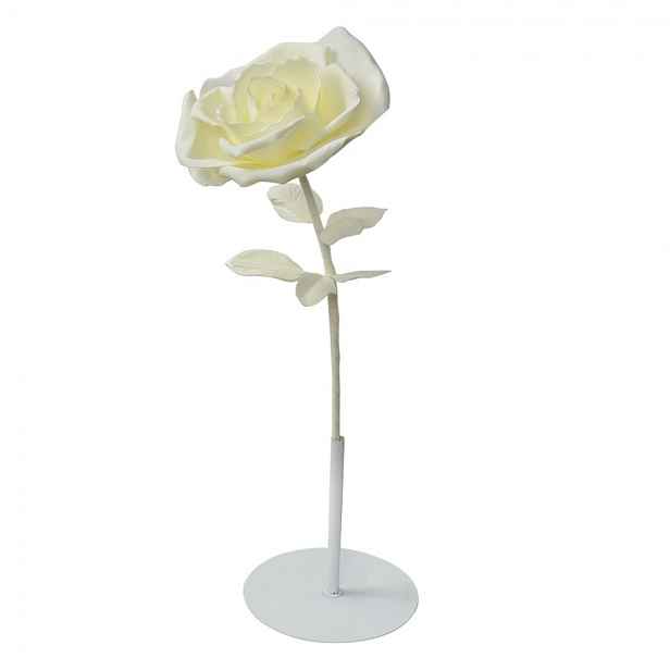 Veliká stojací dekorace bílá růže ve stojanu Rose XXL - 23*80 cm  Clayre & Eef