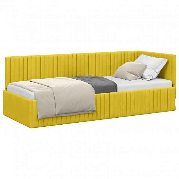 vidaXL Rohový rám postele Žlutá 80 x 200 cm samet