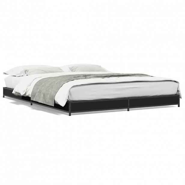 vidaXL Rám postele černý 135 x 190 cm kompozitní dřevo a kov