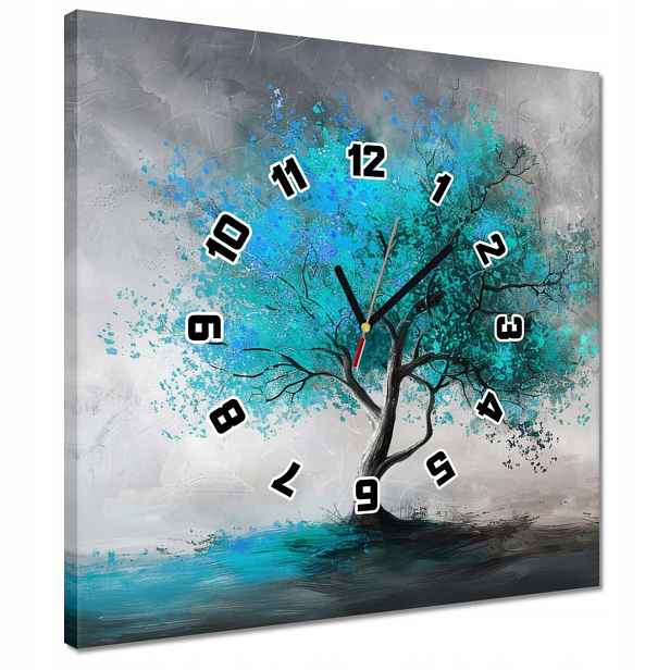 Hodiny 40x40 Modrý strom Moderní umění