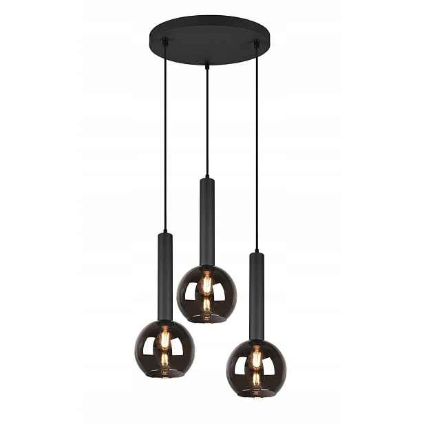 Závěsná lampa lustr 3 koule Clayton černá Trio