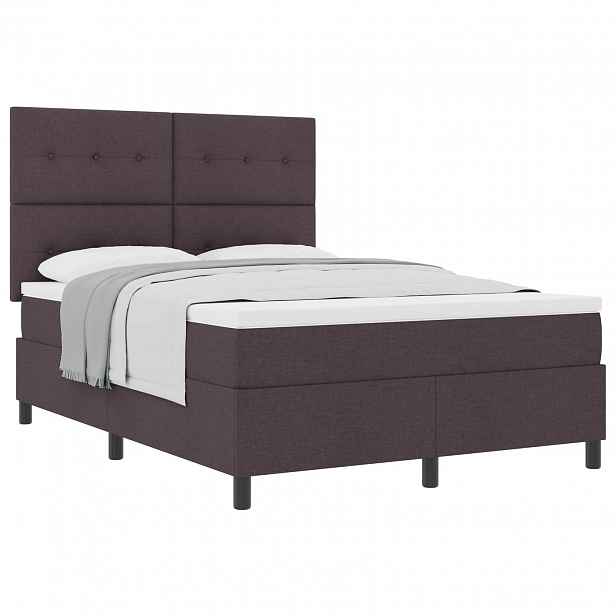 vidaXL Postel s boxspringem s čelo Tmavě hnědá 140 x 190 cm textil