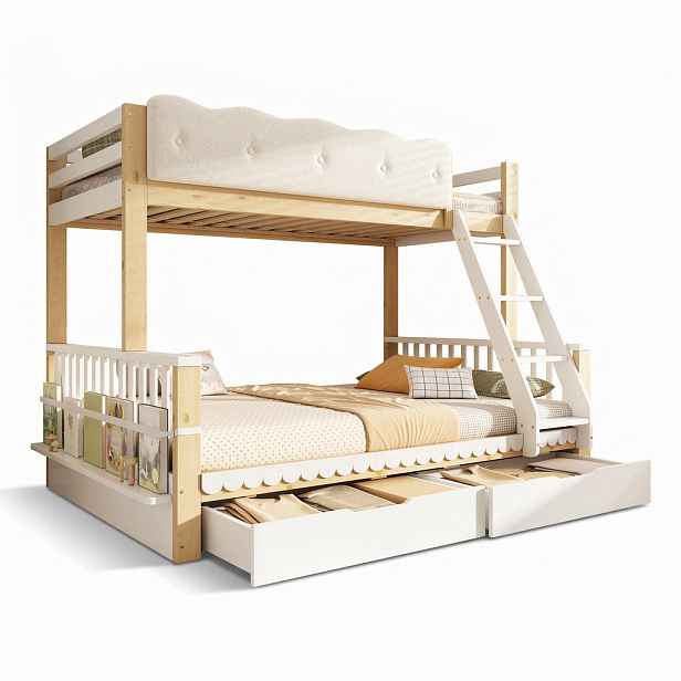 CHICFURN PATROVÁ POSTEL 90/200 cm & 140/200 cm v bílé a dubové barvě se zásuvkami