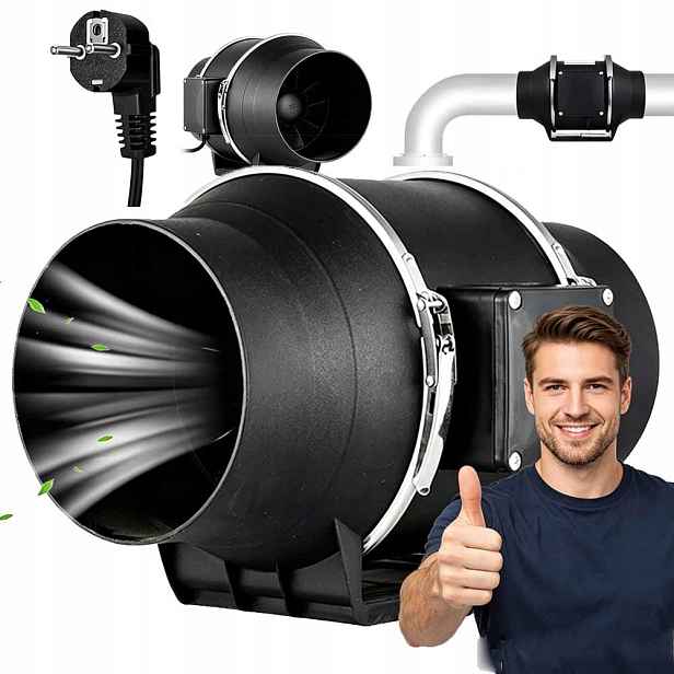 Kanálový odtahový ventilátor Silný 100 mm 40 W 220 m3h tichý