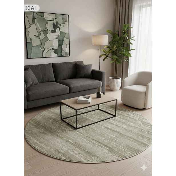Koberec kulatý do obývacího pokoje 150 cm, vícebarevný, měkké štětiny, plyšový