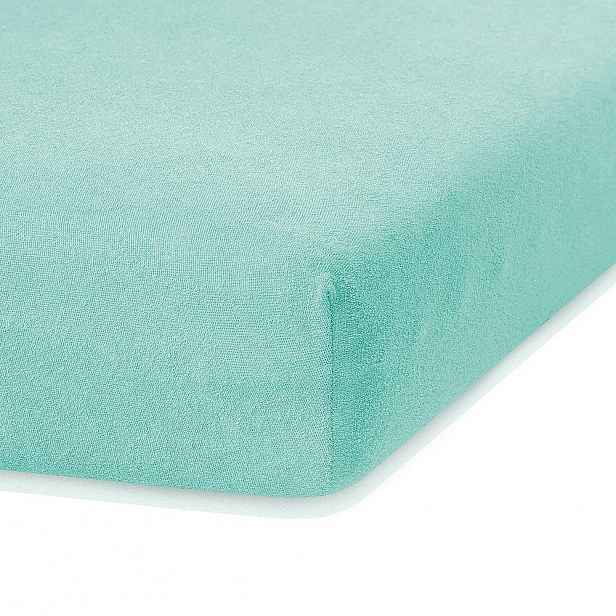 Mátově zelené elastické prostěradlo s vysokým podílem bavlny AmeliaHome Ruby, 200 x 160-180 cm