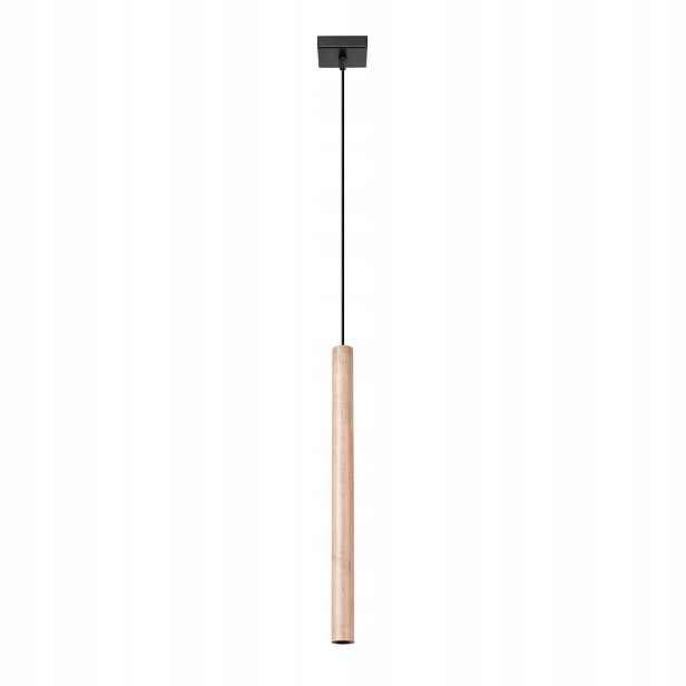 Sollux Závěsná bodová lampa tuba dřevěná hnědá černá nad ostrovní stůl