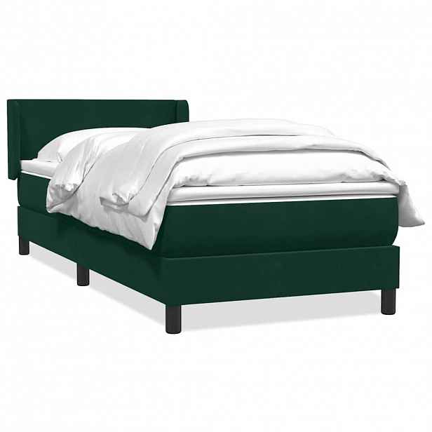 vidaXL Box spring postel s matrací tmavě zelená 80x220 cm samet
