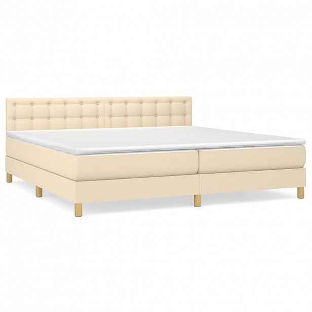 vidaXL Box spring postel s matrací krémová 200x200 cm textil