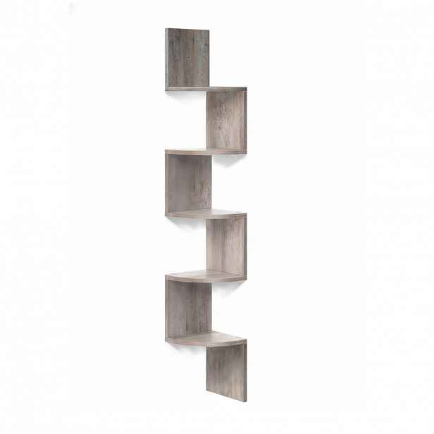 Relaxdays POLICE světle šedá rohová nástěnná 5-patrová MDF 125 cm